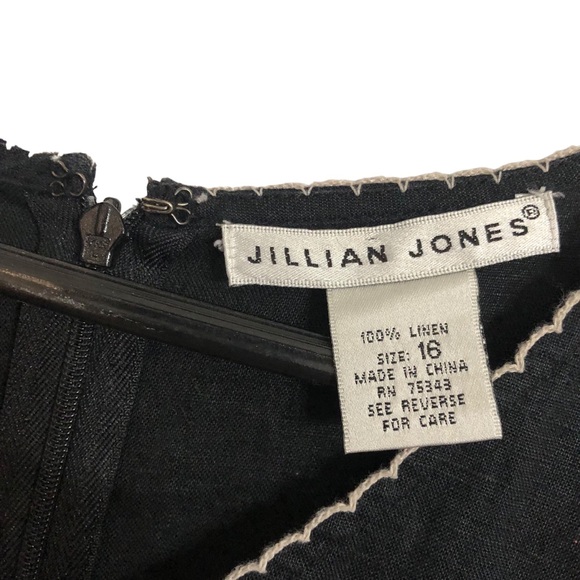 Vintage Jillian Jones 100% Linen Black Sleeveless Ruffled Midi Dress Size 16 - Picture 6 of 8